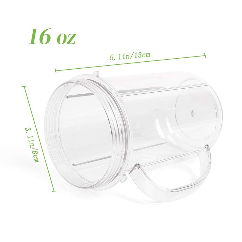 UHAPEER 16OZ Replacement Cups for Magic Bullet, 6Pcs/Set Parts Compatible with 250W Magic Bullet Blender MB1001, Include 16oz Mug Cups with Handle, Stay Fresh Lids, Colored Lips Rings - Image 2